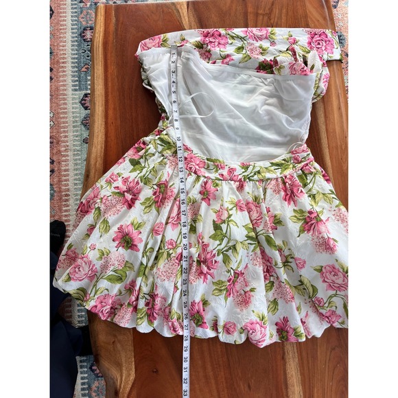Hello Molly Upon A Cloud Strapless Mini Dress Floral Pink White XL NWT HM8072-1 - Picture 9 of 9